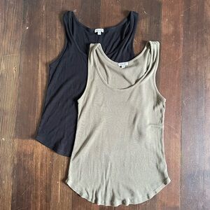 TWO Splendid supima cotton blend tanks size medium green black bra friendly